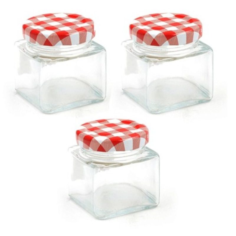 Hongu Vaso barattolo boccaccio base quadrata vetro 60 ml con tappi ...