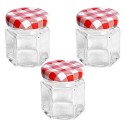 Vaso barattolo boccaccio base esagonale vetro 45 ml con tappi x alimenti conserve