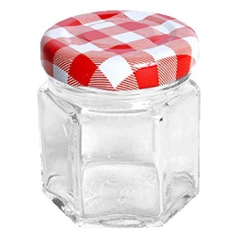 Hongu Vaso barattolo boccaccio base esagonale vetro 45 ml con tappi...