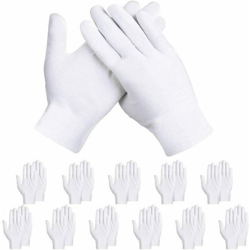 12x paia Guanti da lavoro sotto cotone leggeri bricolage bianchi taglia unica
