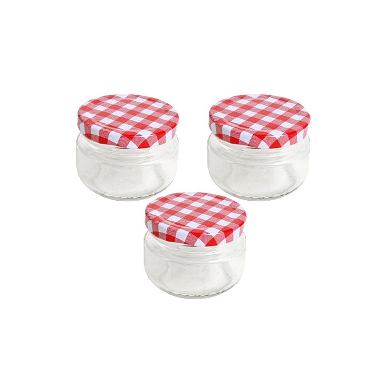 Vaso barattolo boccaccio base circolare vetro 140 ml con tappi x alimenti conserve