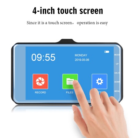 Dash cam auto T686 schermo 4,0'' hd g sensor usb FOV 170 doppia telecamera