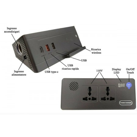Multipresa caricabatterie da auto accendisigari USB wireless stazione ricarica
