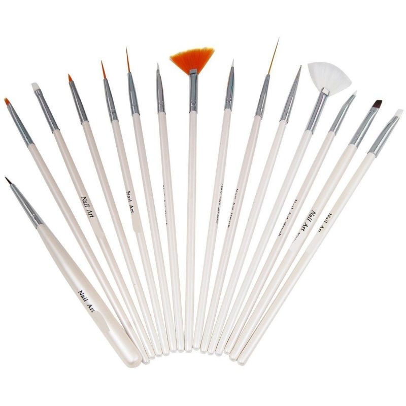 2 set 15 pennelli di precisione manicure ricostruzione decorazione unghie nail