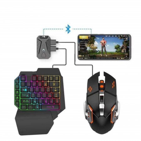 Kit tastiera mouse gaming smartphone tablet giochi video game bluetooth 4 in 1