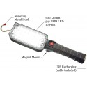 Lampada portatile led 700 lm gancio lavoro auto meccanico con cavo ricaricabile