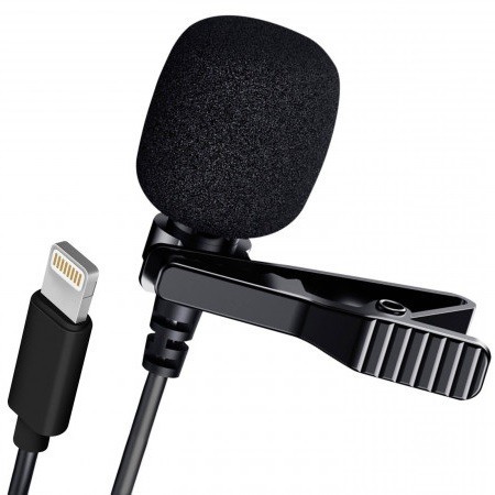 Microfono lavalier lighting aux miscro usb smartphone cellulare registrare interviste voce