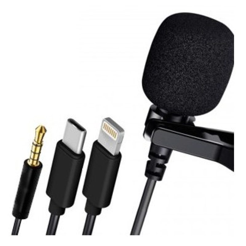 Hongu Microfono lavalier lighting aux miscro usb smartphone cellula...