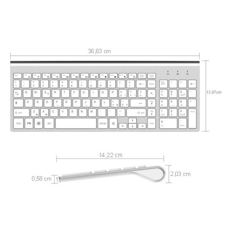 Hongu Tastiera wifi wireless pc 2.4ghz keyboard computer no fili ta...