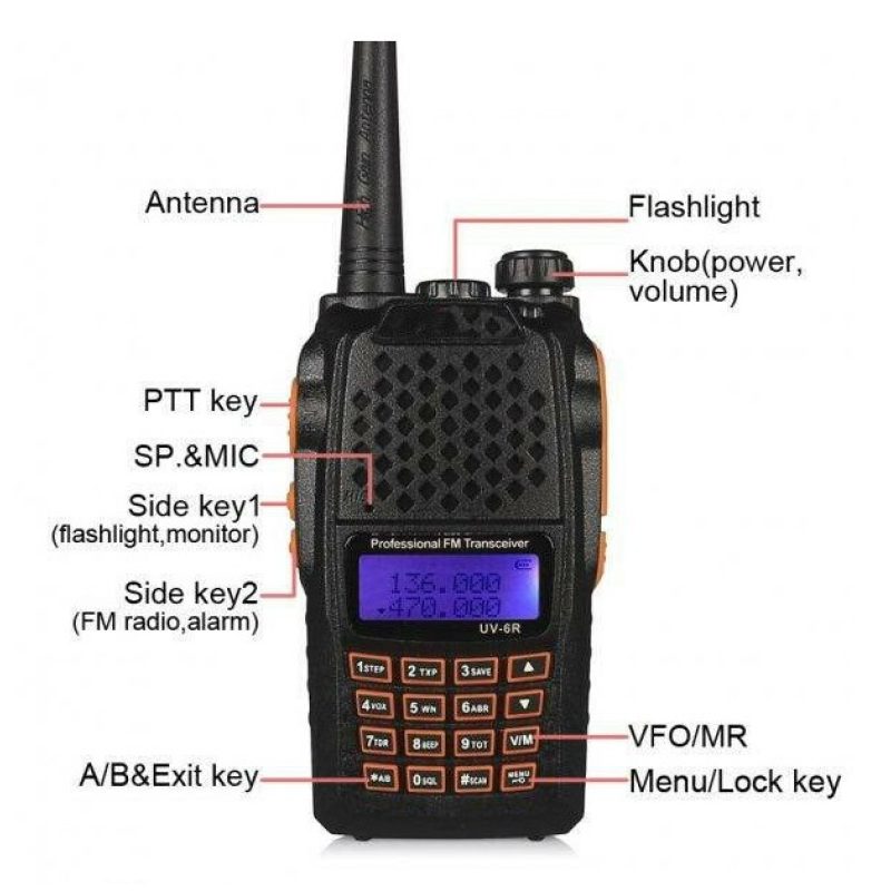 Hongu Ricetrasmittente dual band baofeng / pofung uv-6r vhf uhf 5w ...