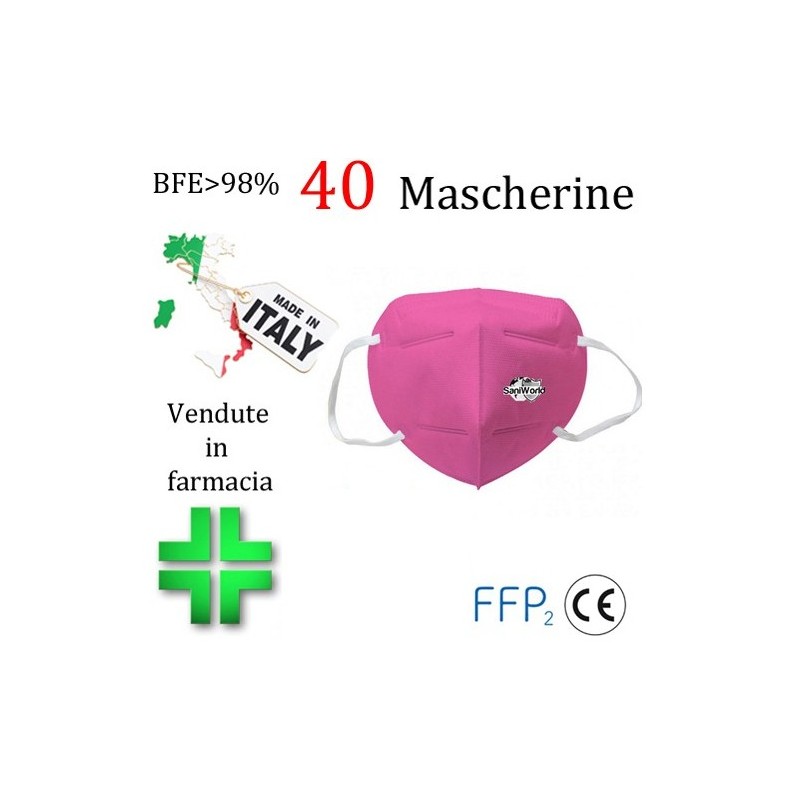 40x MASCHERINE FFP2 ITALIANE CERTIFICATE CE COLORE ROSA PORTA MASCHERINA OMAGGIO