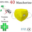 40x Mascherine FFP2 Italia certificate CE colore Giallo monouso Naso Bocca viso