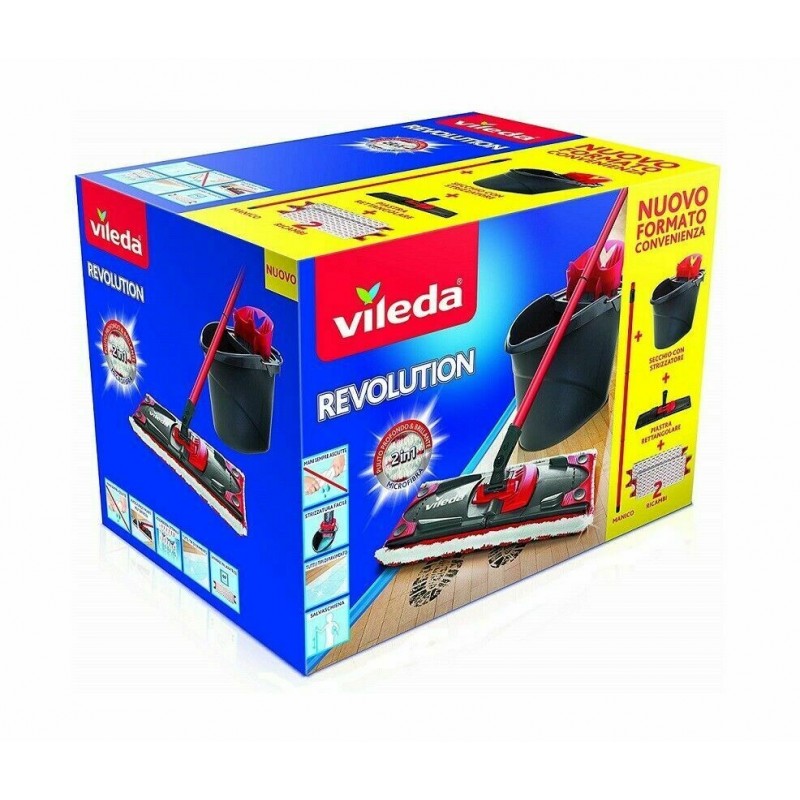 Vileda revolution box sistema lava pavimenti 2 ricambi lavaggio pulizie