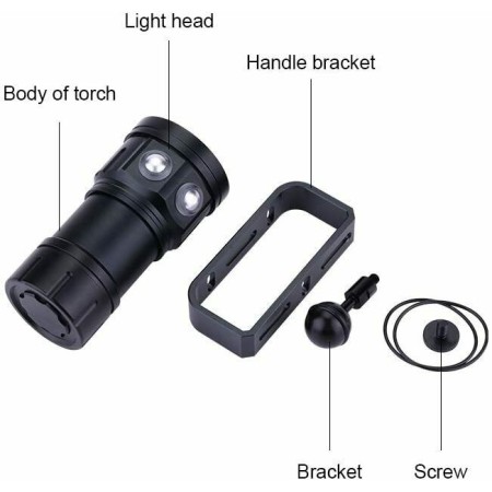 Torcia sub subacquea 20000 lumen manico caricatore immersioni scuba escursioni