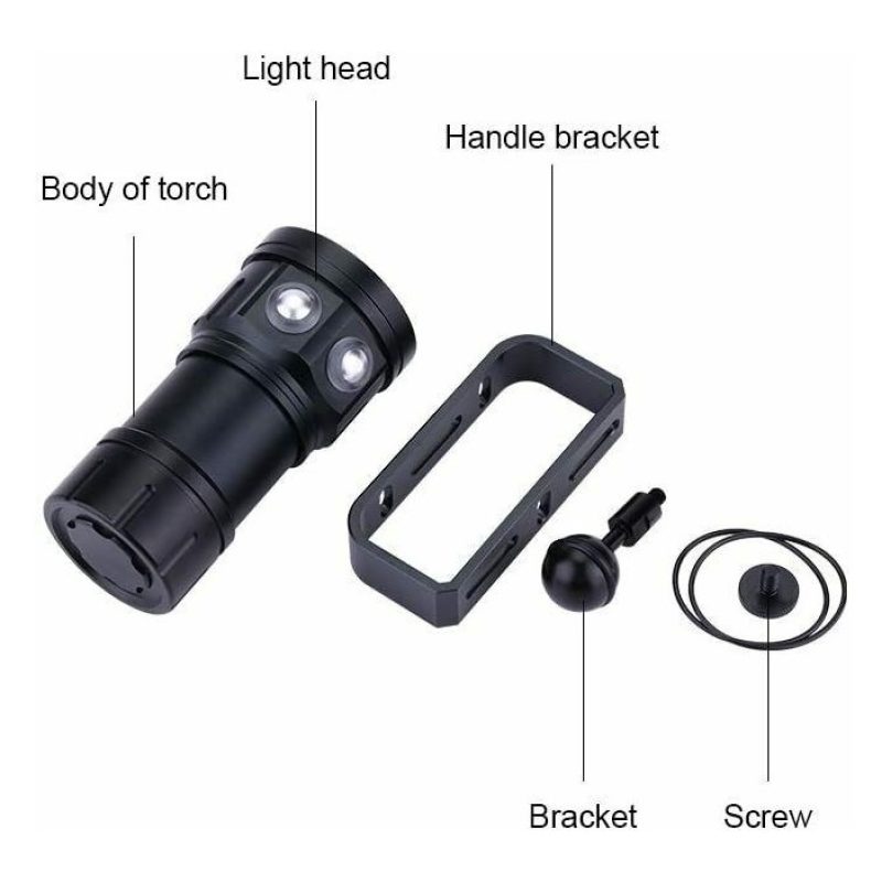 Torcia sub subacquea 20000 lumen manico caricatore immersioni scuba...