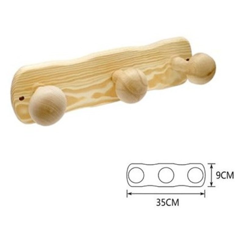 Hongu Appendiabiti attaccapanni a parete legno 3 posti ganci giacch...