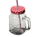 Bicchieri bicchiere vetro brocca con manico multicolore set 2 pz con cannuccia