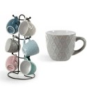 Set 6 tazze caffè 100 ml ceramica con stand colori assortiti tazzine cucina