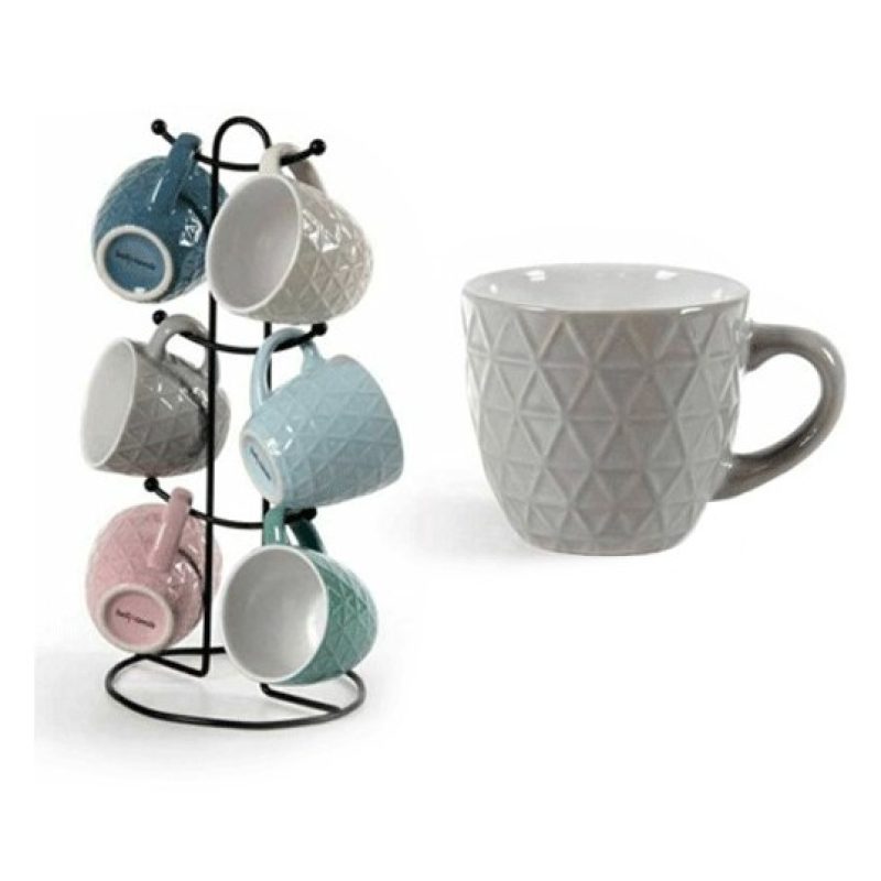 Hongu Set 6 tazze caffè 100 ml ceramica con stand colori assortiti ...