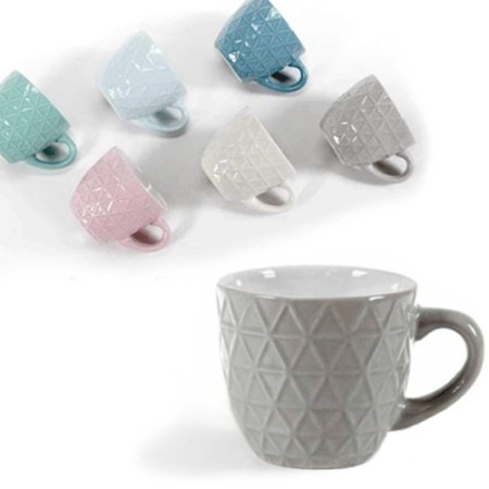 Set 6 tazze caffè 100 ml ceramica con stand colori assortiti tazzine cucina