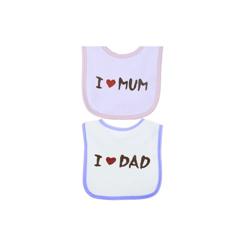12x Bavaglino i love mum/dad carino bambino bambina neonato neonata bavaglio