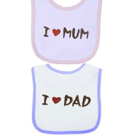 12x Bavaglino i love mum/dad carino bambino bambina neonato neonata bavaglio