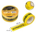 6 rotoli nastro adesivo giallo scritta fragile 70m x 48mm silenzioso imballaggio