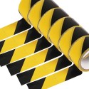 6 rotoli nastro adesivo segnaletico nero giallo 70m x 48mm silenzioso attenzione
