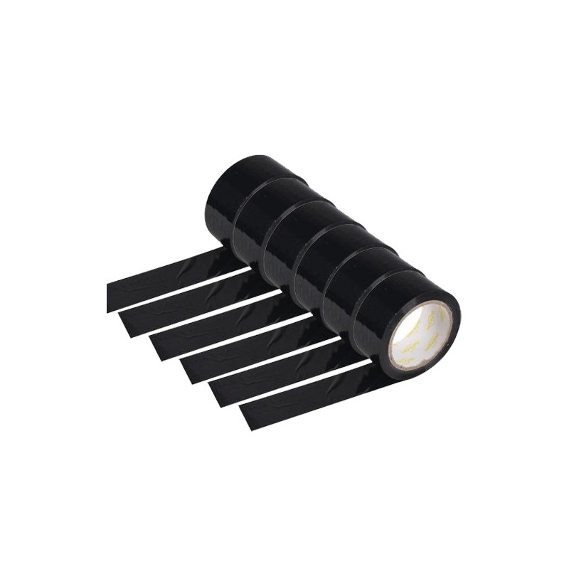 6 rotoli nastro adesivo nero 70m x 48mm silenzioso imballaggio rotolo imballo