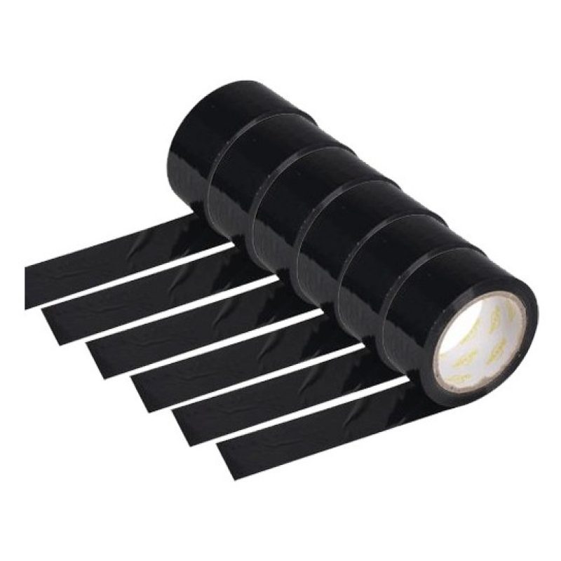 Hongu 6 rotoli nastro adesivo nero 70m x 48mm silenzioso imballaggi...