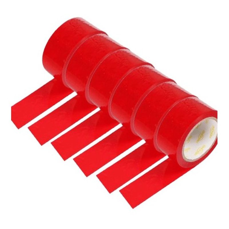 Hongu 6 rotoli nastro adesivo rosso 70m x 48mm silenzioso imballagg...