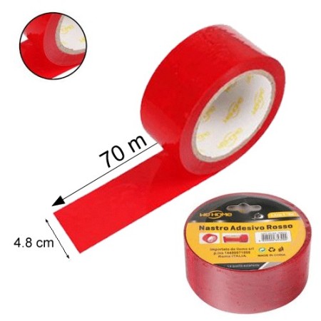 6 rotoli nastro adesivo rosso 70m x 48mm silenzioso imballaggio rotolo imballo