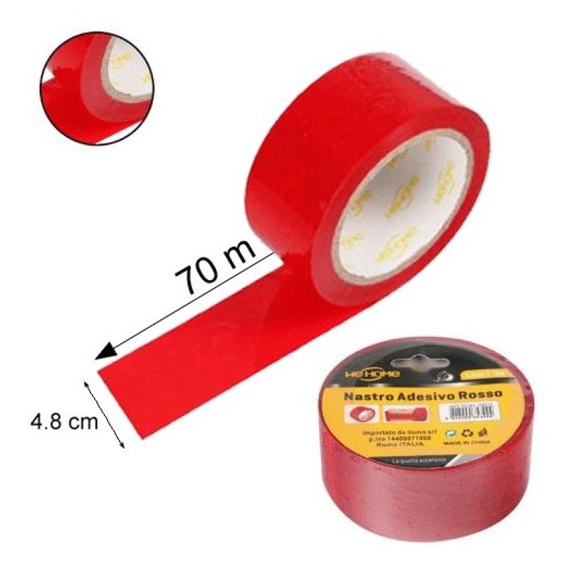 Hongu 6 rotoli nastro adesivo rosso 70m x 48mm silenzioso imballagg...
