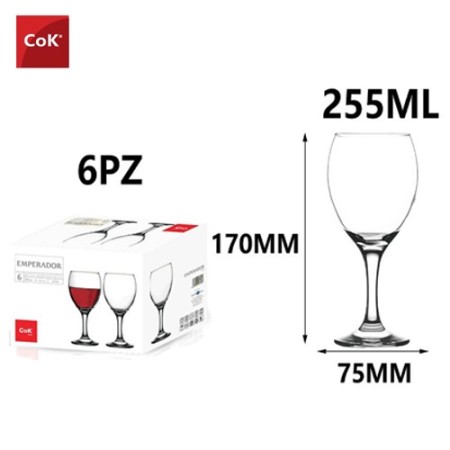 Set Cok Calice Copa Emperador 25 cl per Vino bianco rosso acqua6 pz