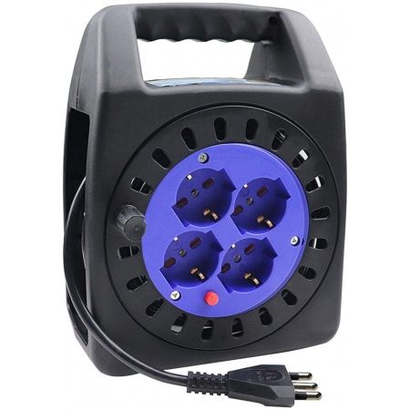 Prolunga cavo elettrico 15 m avvolgicavo con manovella 4 prese schu...