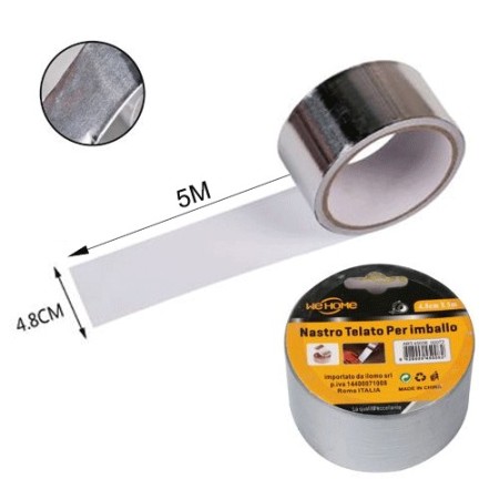 6 rotoli nastro adesivo telato specchiato 5m x 48mm silenzioso imballaggio rotolo imballo