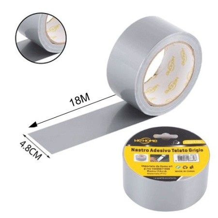 6 rotoli nastro adesivo telato grigio 18m x 48mm silenzioso imballaggio rotolo imballo