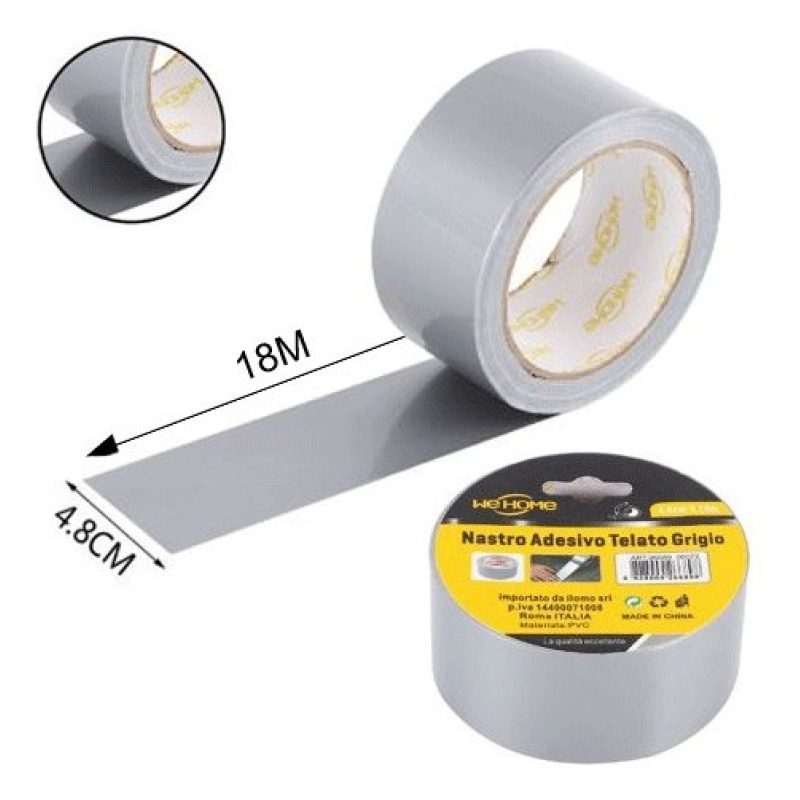 Hongu 6 rotoli nastro adesivo telato grigio 18m x 48mm silenzioso i...