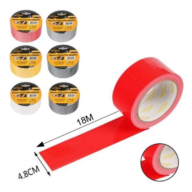 Hongu 6 rotoli nastro adesivo telato rosso 18m x 48mm silenzioso im...