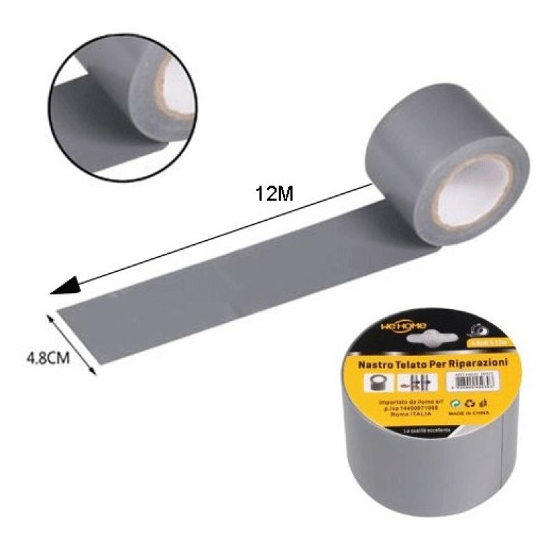 Hongu 6 rotoli nastro adesivo telato grigio 12m x 48mm silenzioso r...