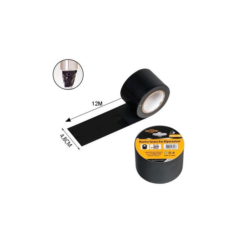Hongu 6 rotoli nastro adesivo telato nero 12m x 48mm silenzioso rip...