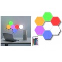 Set 6/3pz luci da parete LED RGB esagonali applique con telecomando multicolore