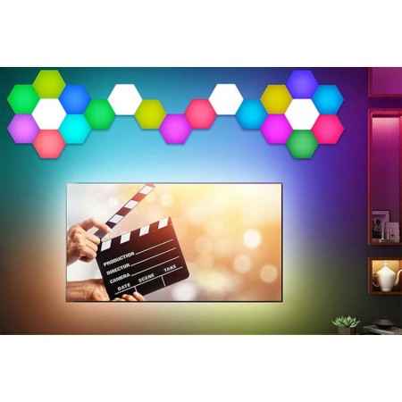 Set 6/3pz luci da parete LED RGB esagonali applique con telecomando multicolore