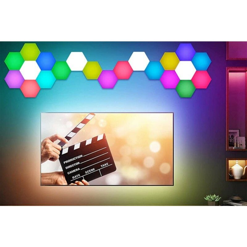 Hongu Set 6/3pz luci da parete LED RGB esagonali applique con telec...