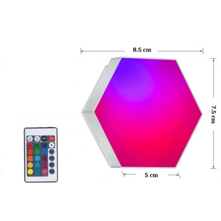 Set 6/3pz luci da parete LED RGB esagonali applique con telecomando multicolore
