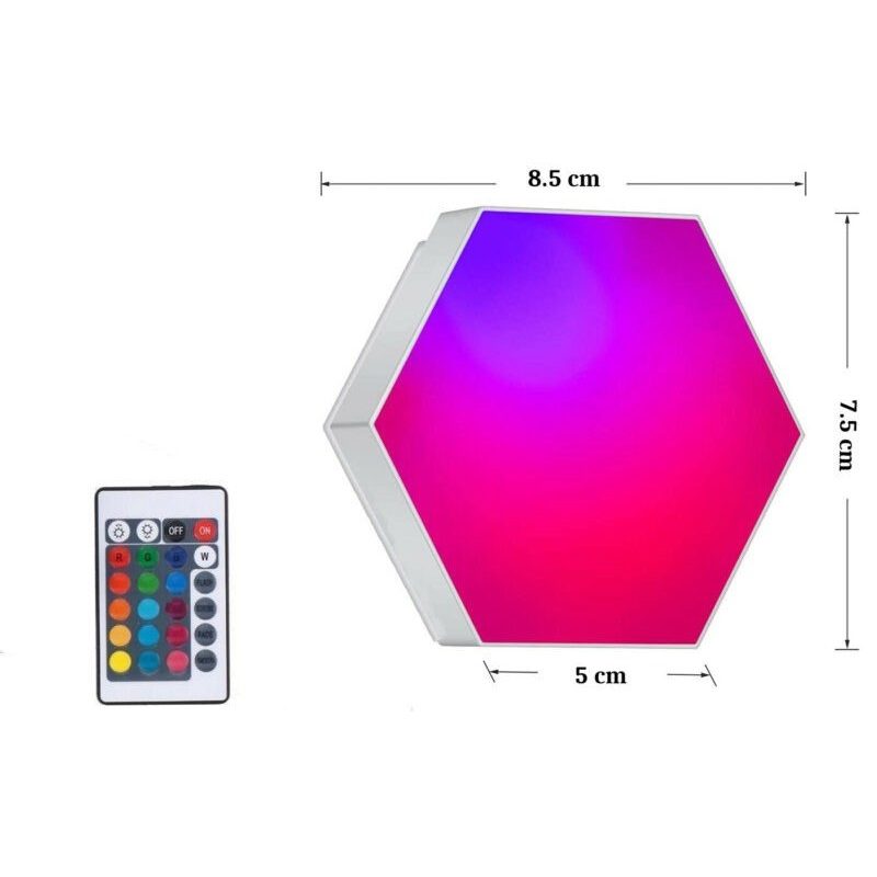 Hongu Set 6/3pz luci da parete LED RGB esagonali applique con telec...