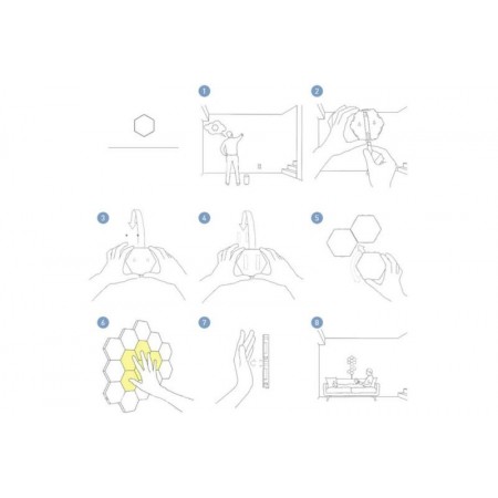 Set 6/3pz luci da parete LED RGB esagonali applique con telecomando multicolore