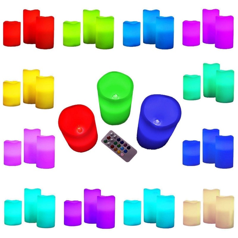 Candela Luce a Led RGB Set 3 Candele Multicolori Telecomando Decorazioni Casa
