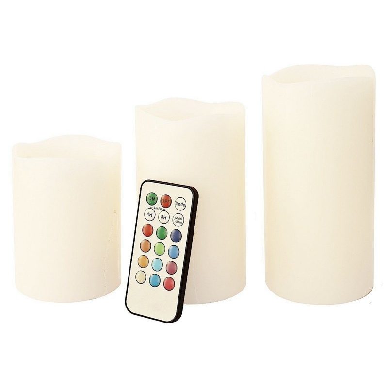 Candela Luce a Led RGB Set 3 Candele Multicolori Telecomando Decorazioni Casa