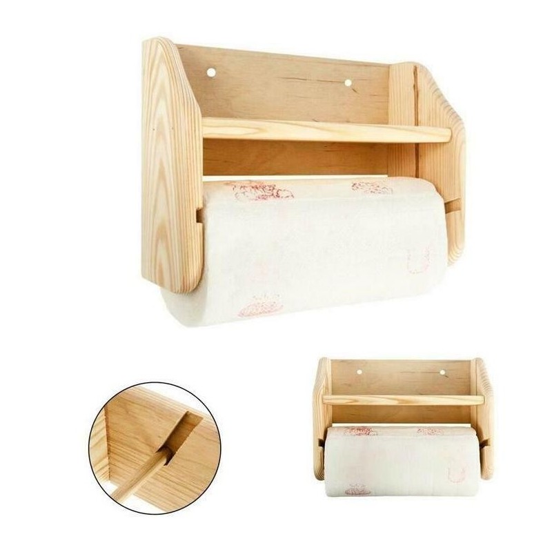 Portarotolo da cucina a parete in legno + rotolo omaggio porta scottex